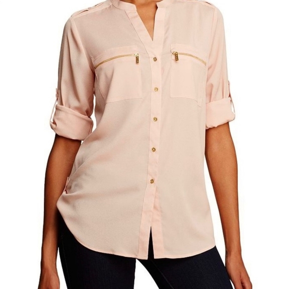 Calvin Klein Light Pink Blouse. Coastal Grandma. Pretty In Pink - Picture 1 of 15